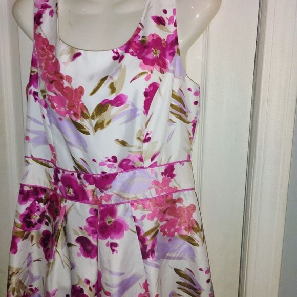 Studio One Pink and White A-Line Midi Dress for Prom - Picture 4 of 12
